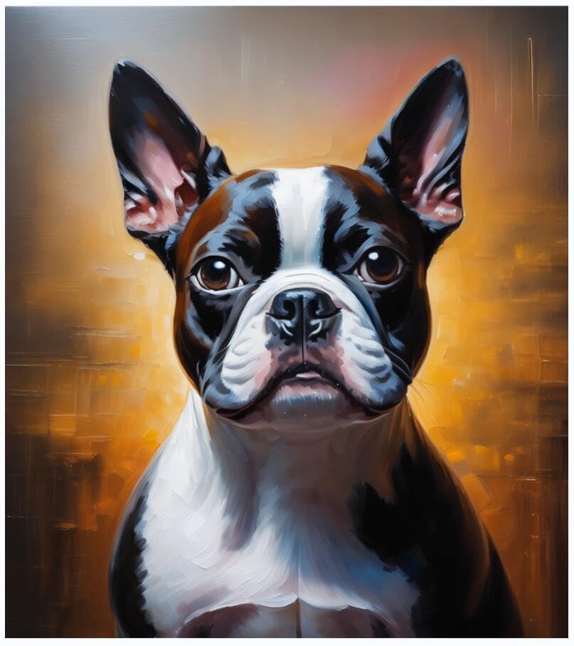 Malen Nach Zahlen – Boston Terrier Hund Auf Leinwand (40x50 Cm) – DIY Ölgemälde Für Erwachsene