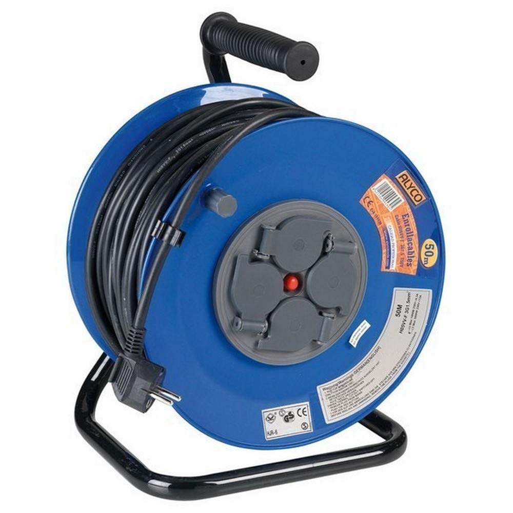 Alyco 199430 – Enrouleur 50 M Câble Type H05VV-F 3 G 1.5 mm2 classe iP40 avec capuchon de sécurité