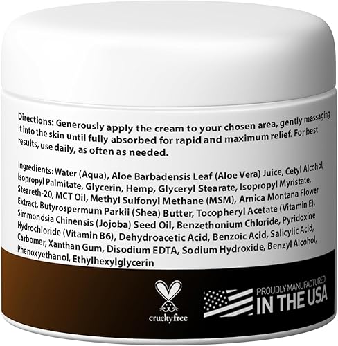 Miniatura 6 de Crema de alivio de cáñamo, ideal para artritis, neuropatía, músculos, articulaciones, cuello, espalda, codos, manos, pies y rodillas, fabricado con
