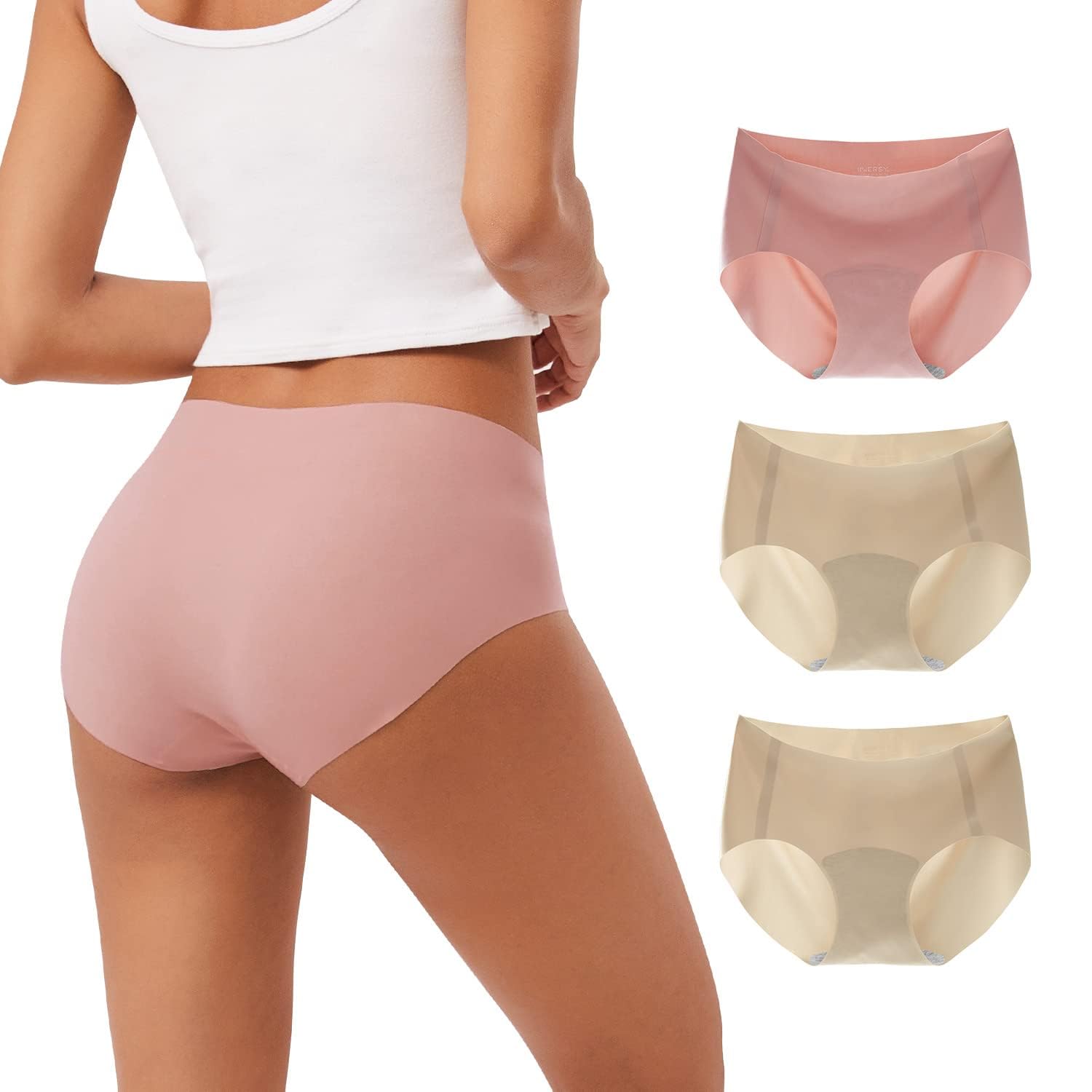 INNERSY Womens Seamless No Show Hipster Panties Invisible Light Underwear 3-Pack