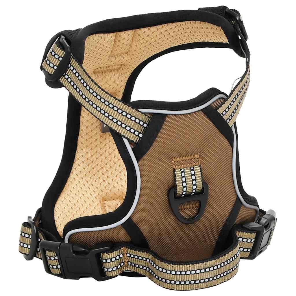 Hundegeschirr mit Leine und Halsband aus Polyester verstellbar Braun Größe L mit 4 Gurten reflektierend sicher für Hundetraining Spaziergänge und Outdoor-Aktivitäten