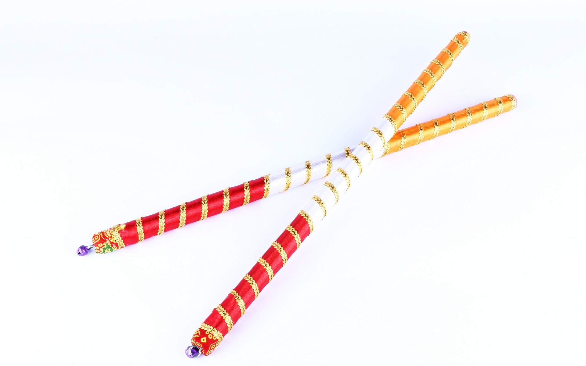 DMS RETAIL Multicolor Triranga Dandiya Garba Sticks with Lace for Navratri Celebration 14 Inches Big Size Pack of 6 Pair - Image 6 thumbnail