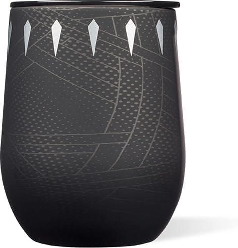 Miniatura 1 de Corkcicle Marvel Black Panther - Vaso reutilizable con triple aislamiento, sin tallo, de 12 onzas, con tapa y parte inferior de silicona