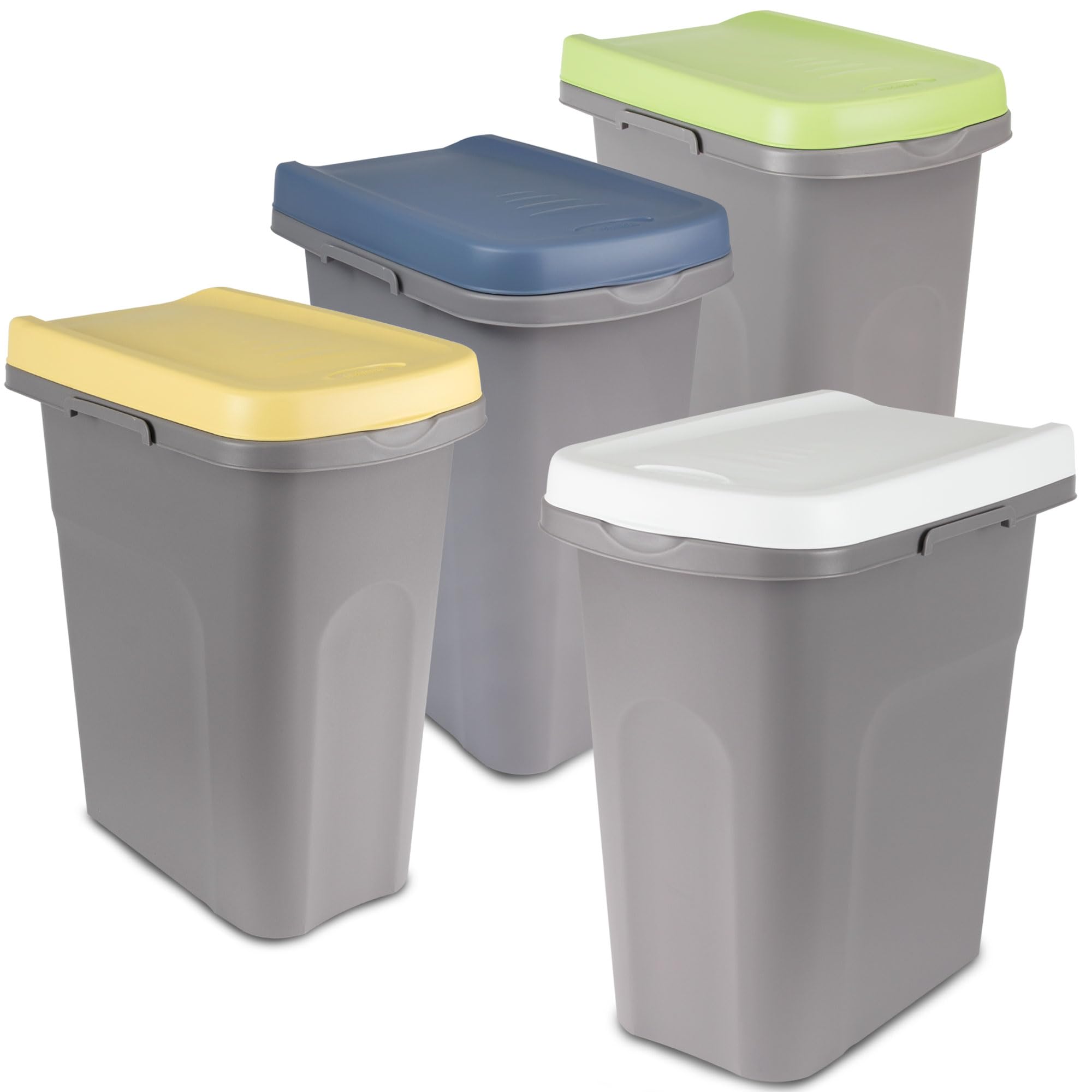 4 cubos basura 15l color amarillo verde azul blanco sistema separación cubo
