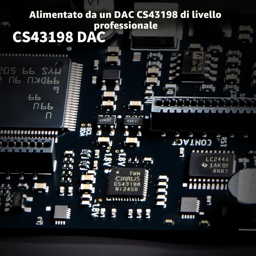 SMSL PL150 Lettore CD ad alta potenza con chip D/A CS43198, con uscite per cuffie/ottica/coassiale RCA/3,5 mm e 4,4 mm, per auto/laptop/TV/PC, amplificatore per lettore CD (Nero)