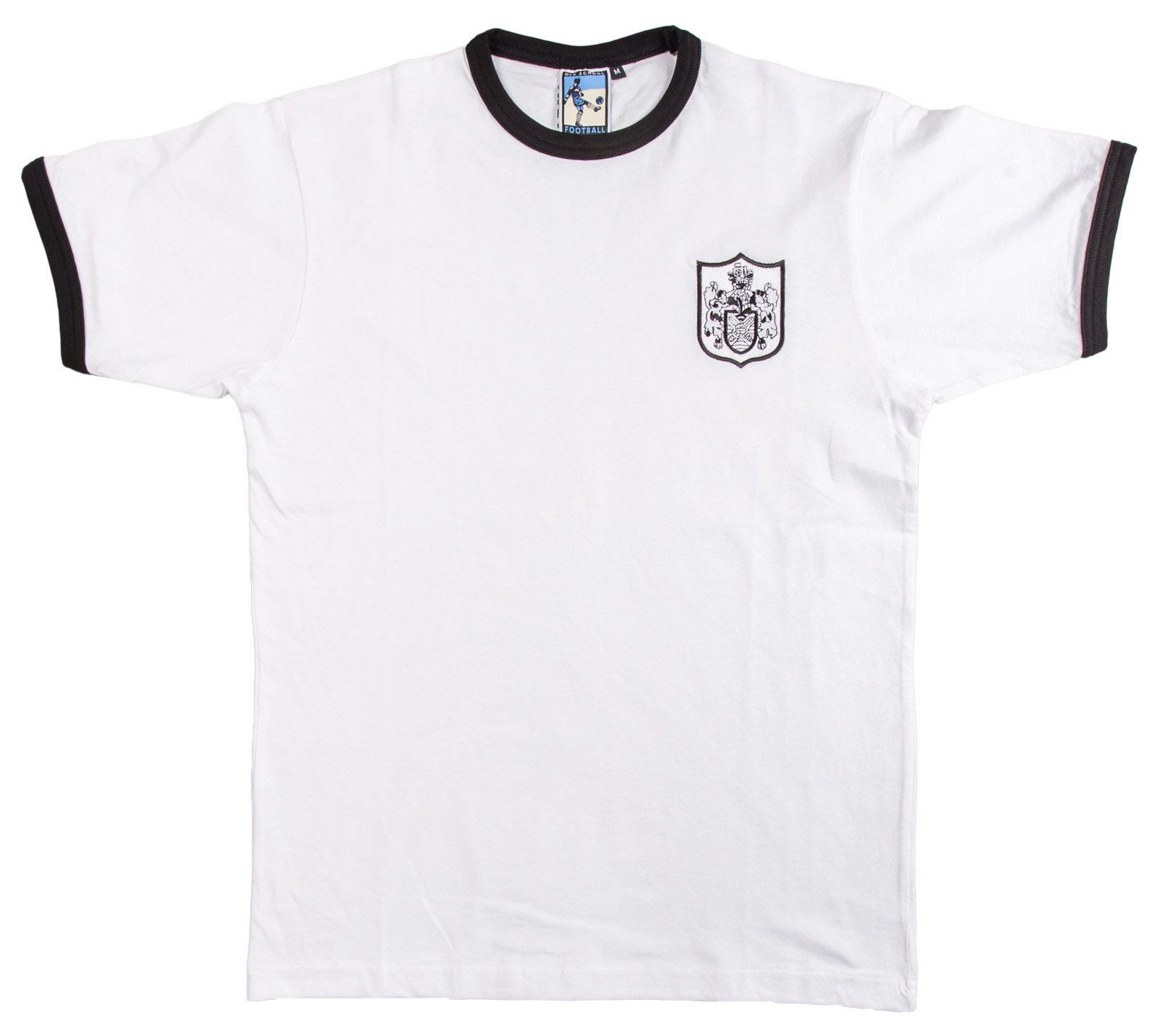 Old School Football Men's White Fulham 1960'S /Black Ringer T-Shirt Embroidered Logo