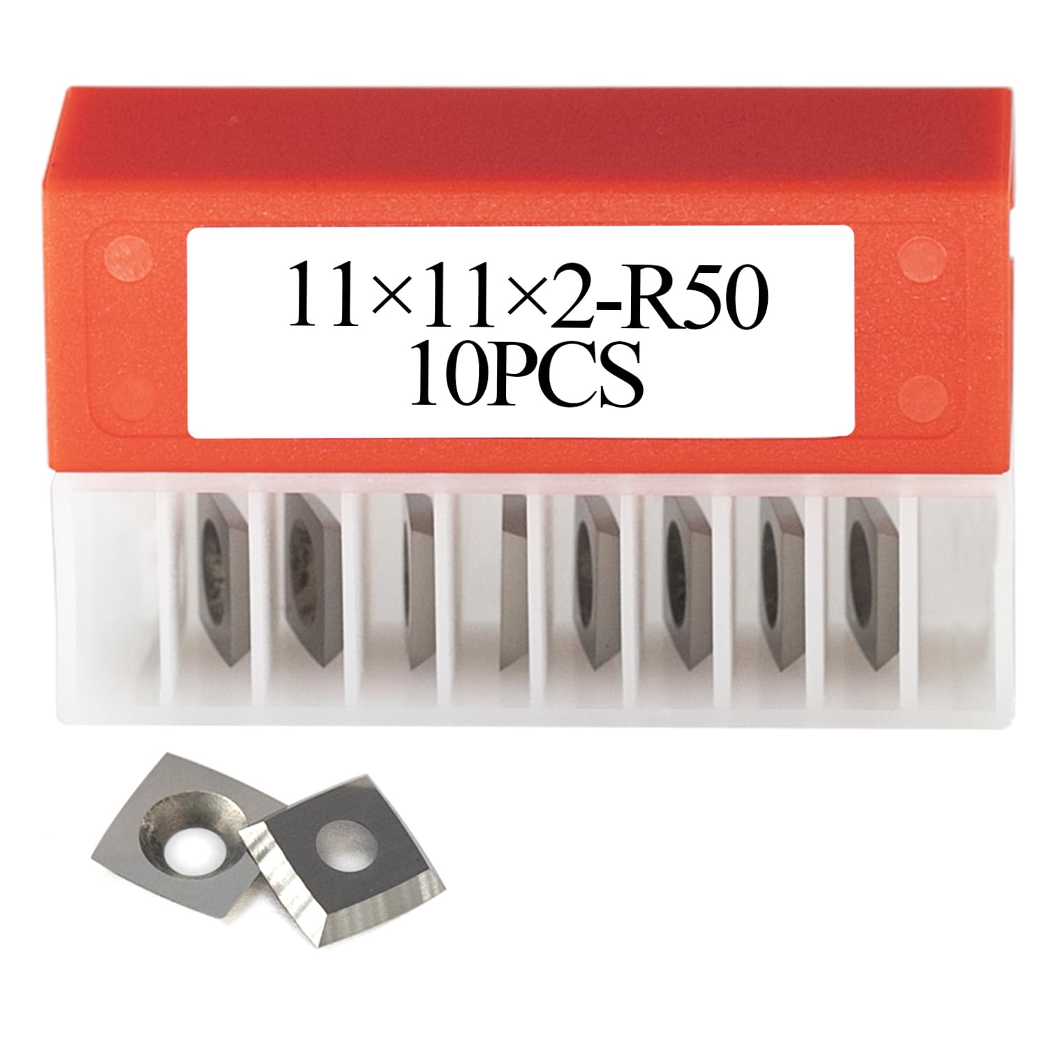 Photo 1 of 11mm Square Carbide Inserts Cutters Knives Blades with 2” Radius 11×11×2.0mm-R50-30°for Woodworking Spiral/Helical Planer Cutter Head or Lathe Turning 10pcs