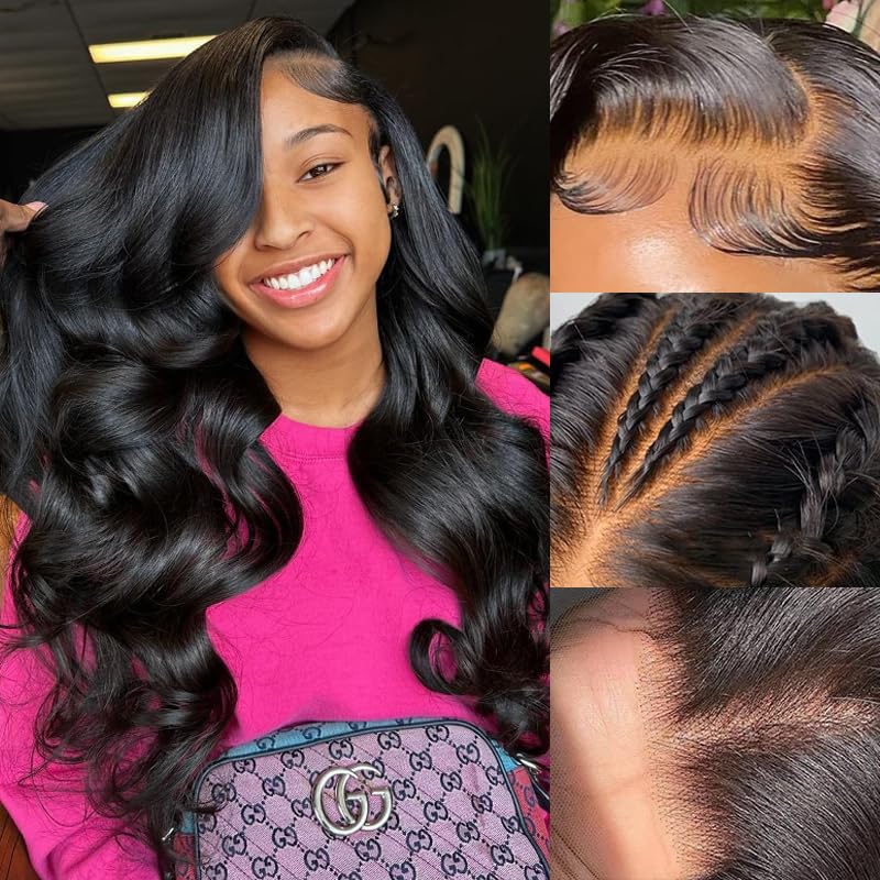 30 Inch Lace Front Wig Human Hair Body Wave 13x4 Glueless Wigs Human Hair Pre Plucked with Baby Hair 180% Density Frontal Wigs for Black Women Human Hair HD Lace Brazilian Virgin Hair Body Wave Wig