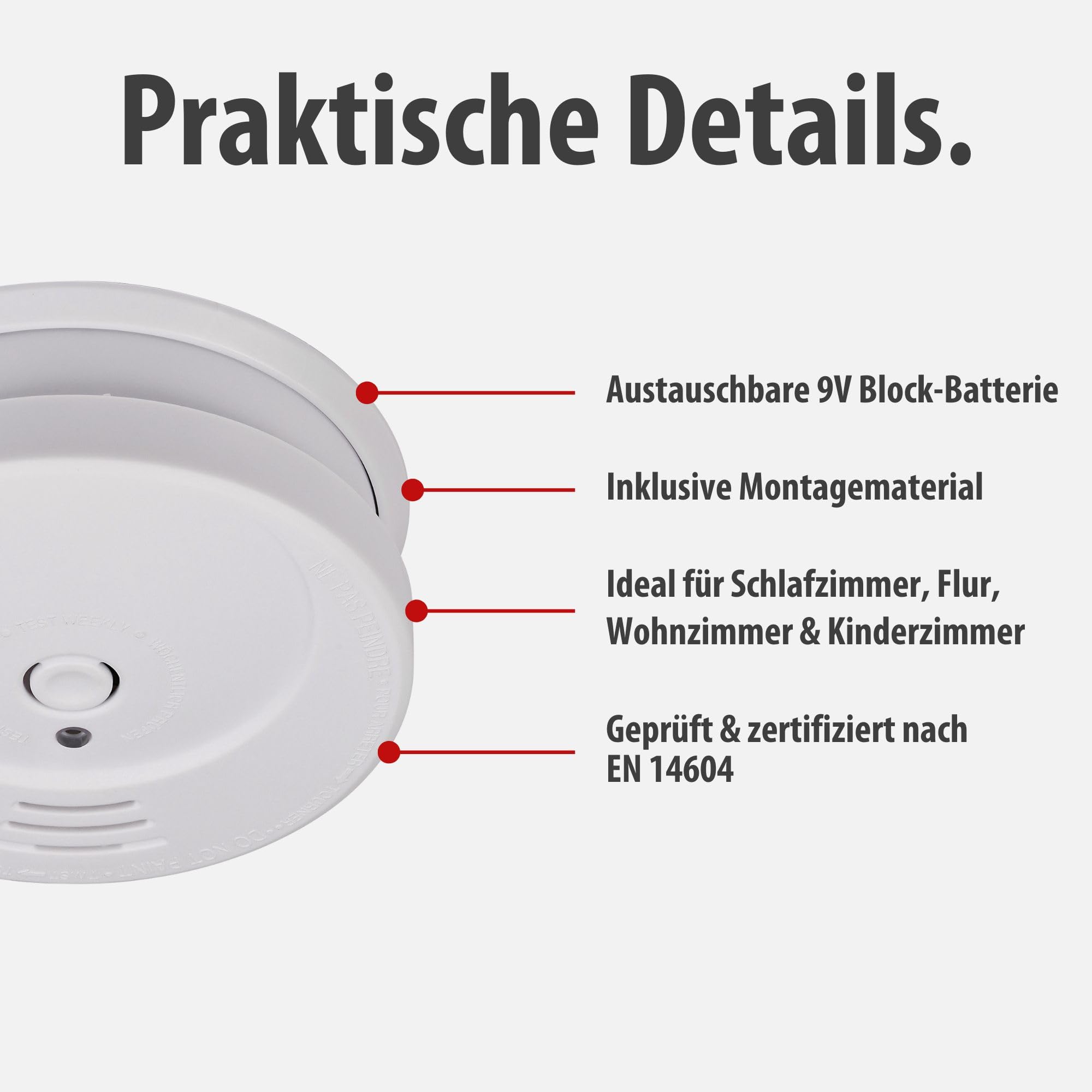 Brennenstuhl Rauchmelder SET, 6x RM C 9010 mit austauschbarer Batterie (geprüft nach EN 14604, durchdringendes Alarmsignal) weiß