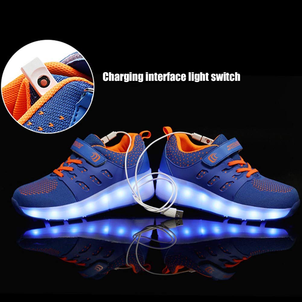 Zapatillas luminosas LED para niños con ruedas con botón de presión ajustable, patines en línea, para deportes al aire libre, fitness, gimnasia, zapatillas de correr