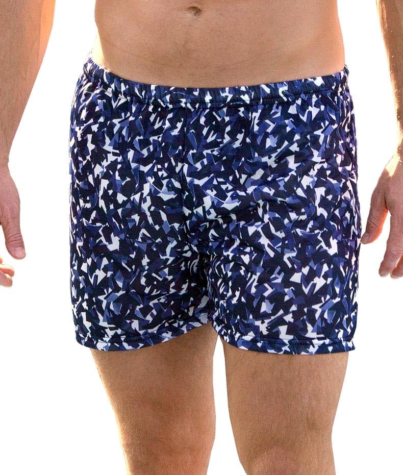 COOLTAN Men's Tan Through Swim Trunks, Blue Jumble, Size Large
