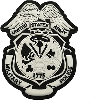 Uijokdef United States Army Military Police PVC Morale Patch,Tactical Hook Fastener Badge, 3.94 x 3.15 Inches White