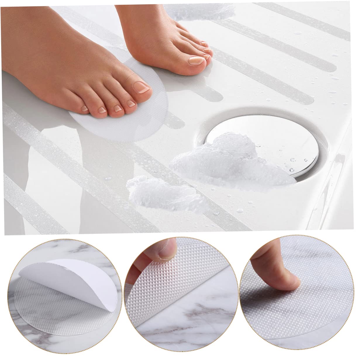 Amosfun 3 Series Pegatinas Antideslizantes para Bañera De Calcomanías Adhesivas Impermeables Stickers Resistentes para Baños Uso Superficies Resbaladizas 30 Piezas*3