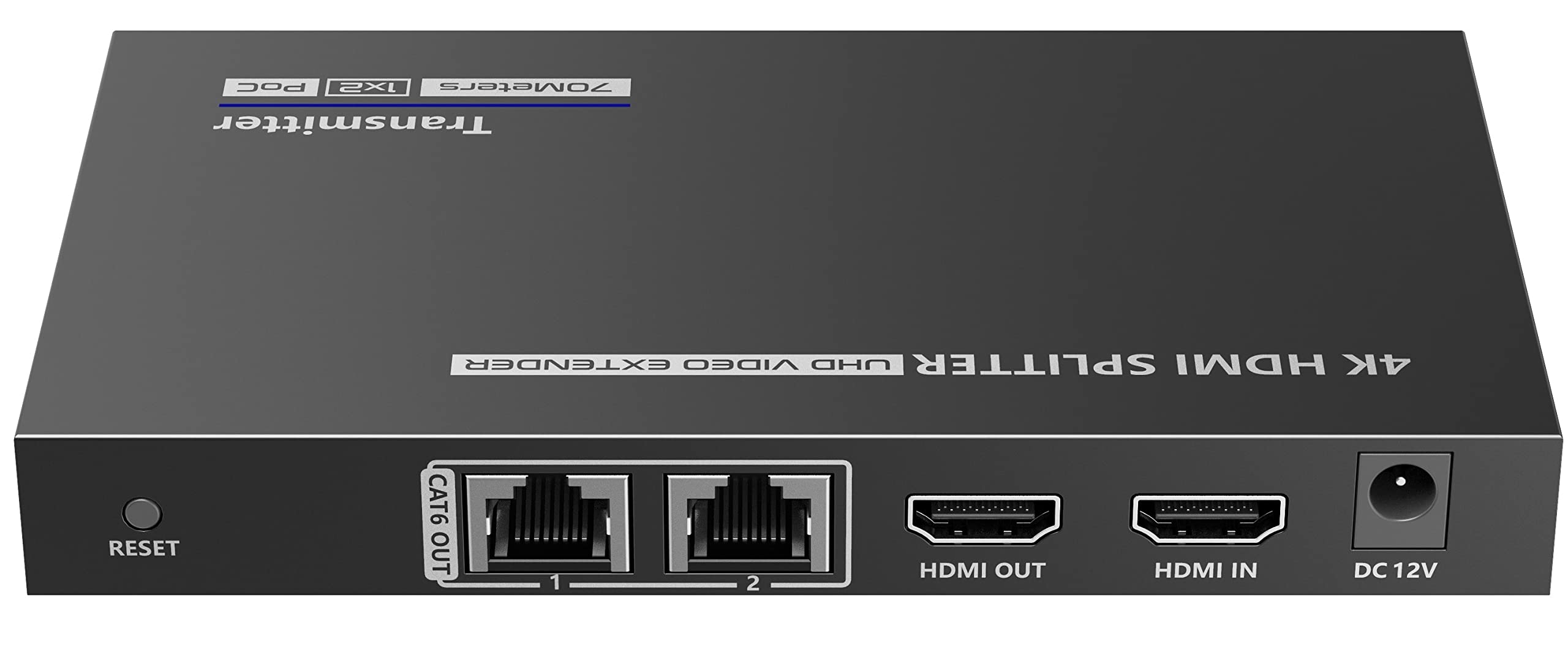 PremiumCord HDMI 1-2 Splitter + Extender via Cat6 / 6a / 7, Ultra HD 4K @ 30Hz à 70m, Habillage en Métal, 2 Destinataires avec Alimentation, Dolby TrueHD, 3D, EDID, CEC, HDCP2.2