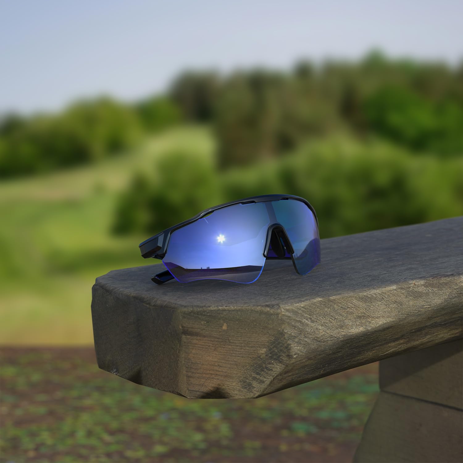 Home Lunettes de soleil Bluetooth pour homme avec haut-parleur, lunettes audio sans fil avec appels mains libres et musique, protection UV400, IPX5 pour cyclisme, course et extérieur, noir