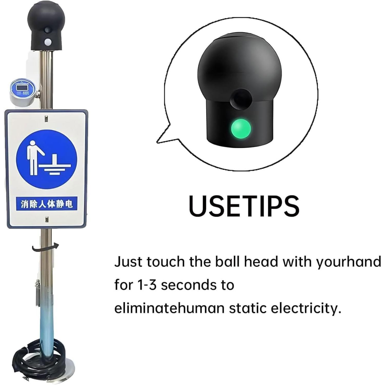Déclencheur électrostatique à affichage numérique, déchargeur d'élimination statique du corps humain avec alarme sonore, boule de libération électrostatique, libération rapide 3S, mise à la terre
