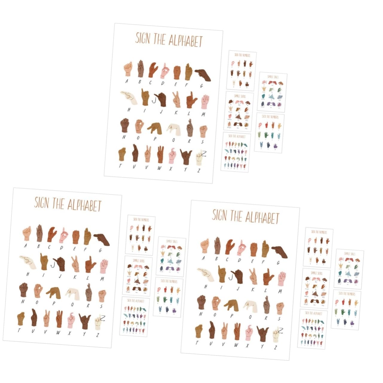 TOPPERFUN 18pièces Posters Éducatifs De Langue Des Signes Alphabet Et Chiffres Pour Décoration De Salle De Classe Et Playroom Pour Garçon Fille