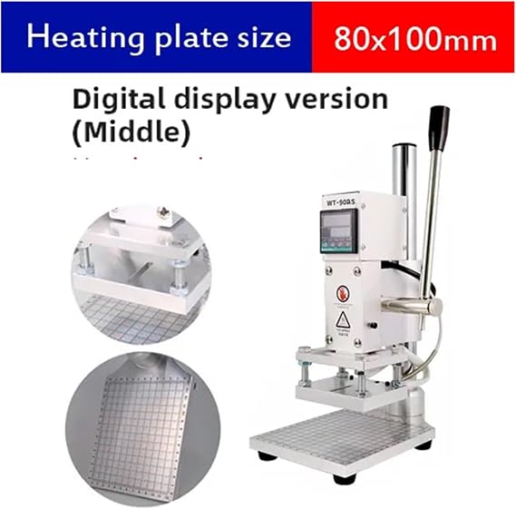 Heat Press Machine, WT-90DS Manual Hot Foil Stamping Machine, PVC Leather Paper Wood Custom Logo Embossing Bronzing Digital Heat Press Machine for Printing Heat Transfer E(80x100-1)