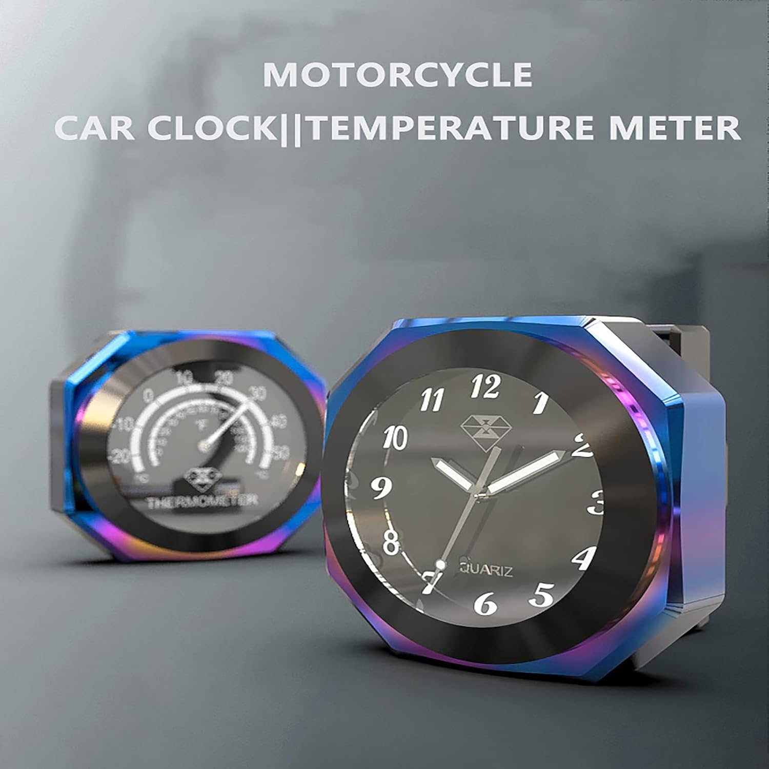 Motorcycle Handlebar Watch Universal Waterproof Rainproof Moto Modification Accessories Motorbike Temperature Clock,Universal Motorcycle Handlebar Clock-Black|Thermometer : Automotive