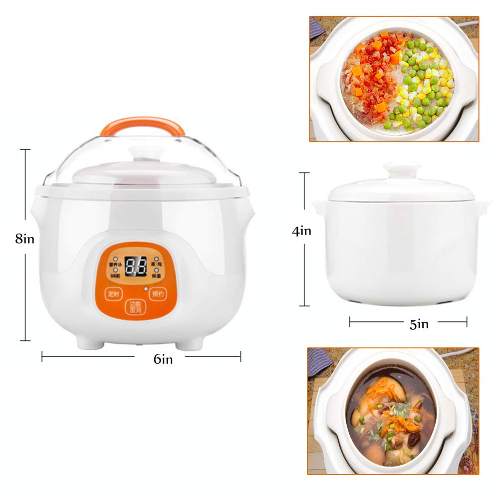 Olla de cocina, olla de estofado eléctrica Olla de cocción lenta de cerámica con tazón de cerámica extraíble fácil de limpiar para hogares pequeños