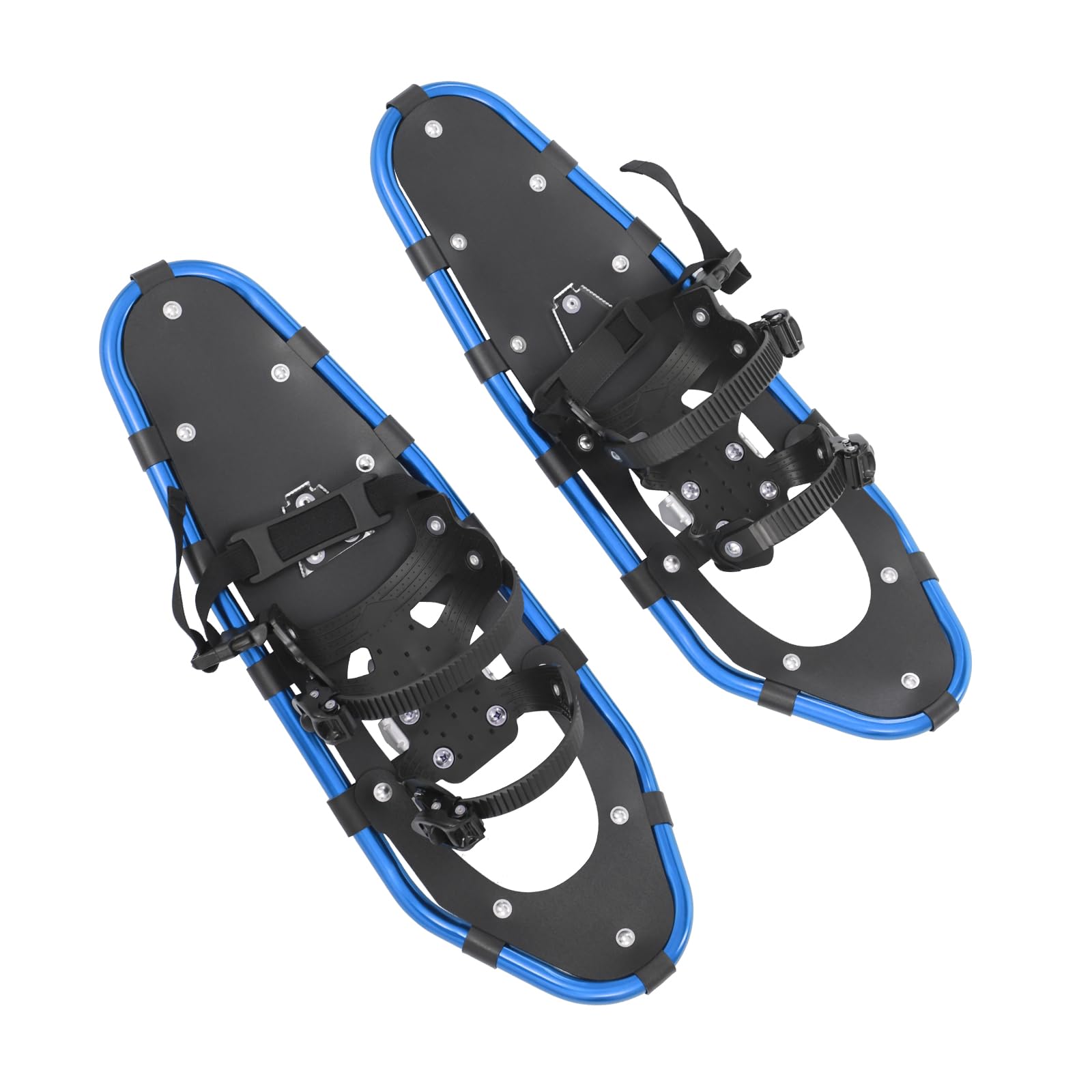 Snowshoes, Durable All Terrain Snowshoeing Kits Adjustable Binding, Lightweight Aluminum Terrain 3 in 1 Snow Shoes with Adjustable Trekking Poles & Carrying Tote Bag (Blue+ Black, 25