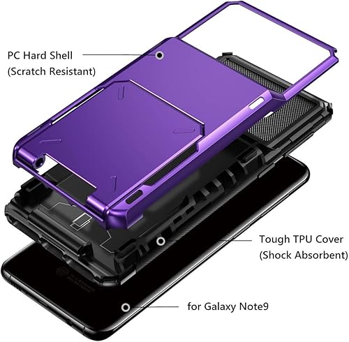 Miniatura 4 de Vofolen Funda para Galaxy Note 9 Funda tipo cartera con 4 ranuras para tarjeta de crédito, soporte para tarjeta de crédito, resistente a los
