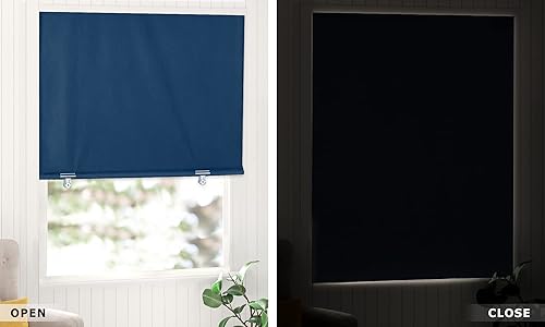 Miniatura 7 de LazBlinds Cortina de puerta 100% opaca, sin herramientas, sin taladro, persianas inalámbricas para ventanas, con aislamiento térmico, protección UV,