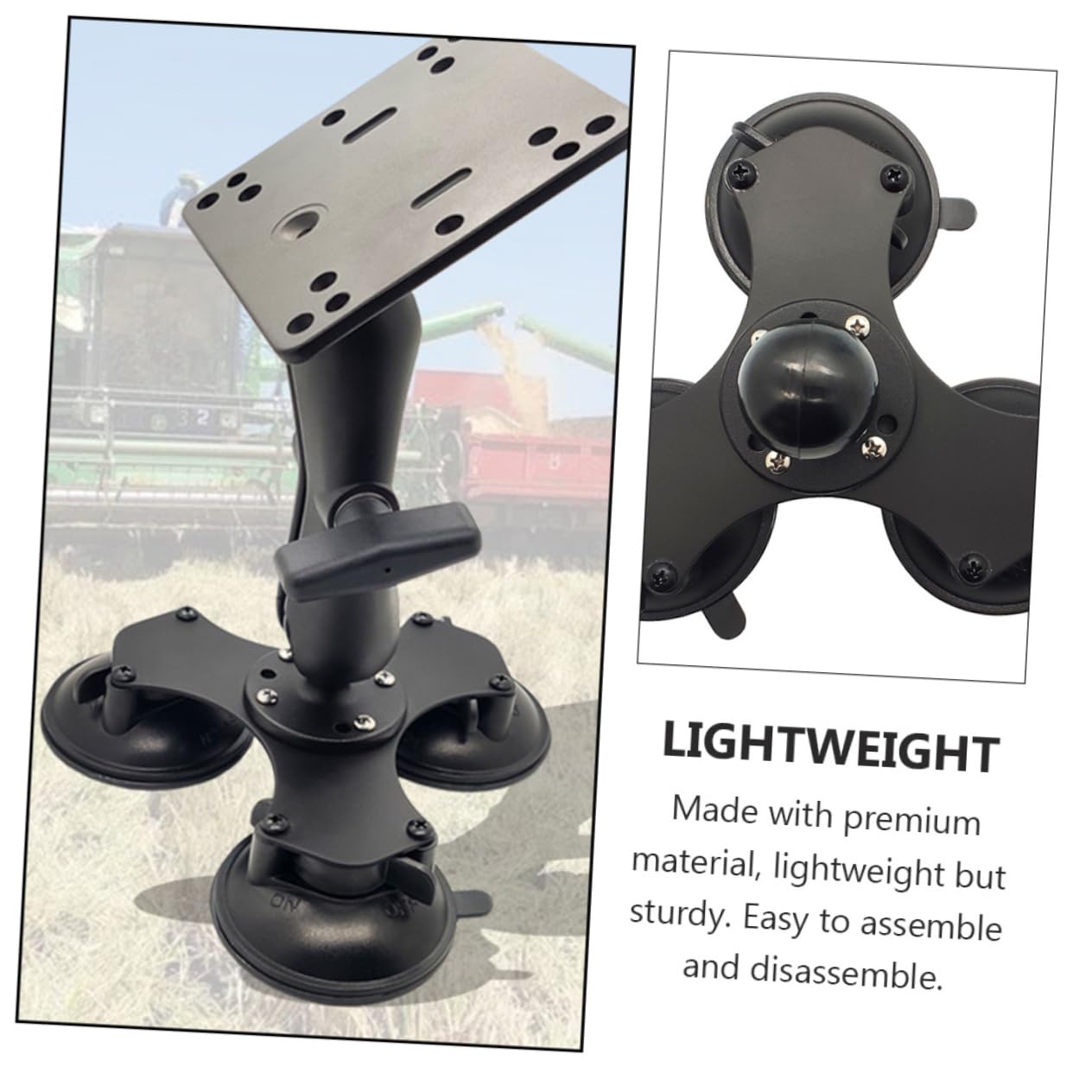 NUOBESTY Accesorios De Cabezal Esférico Soporte De Triple Ventosa Soporte De Ventosa para Montaje De Succión Parabrisas Compatible Dispositivos Coche