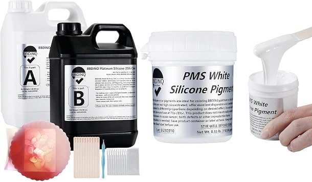 Bundle Set of 20A Silicone Mold Making Kit and White Silicone Pigment