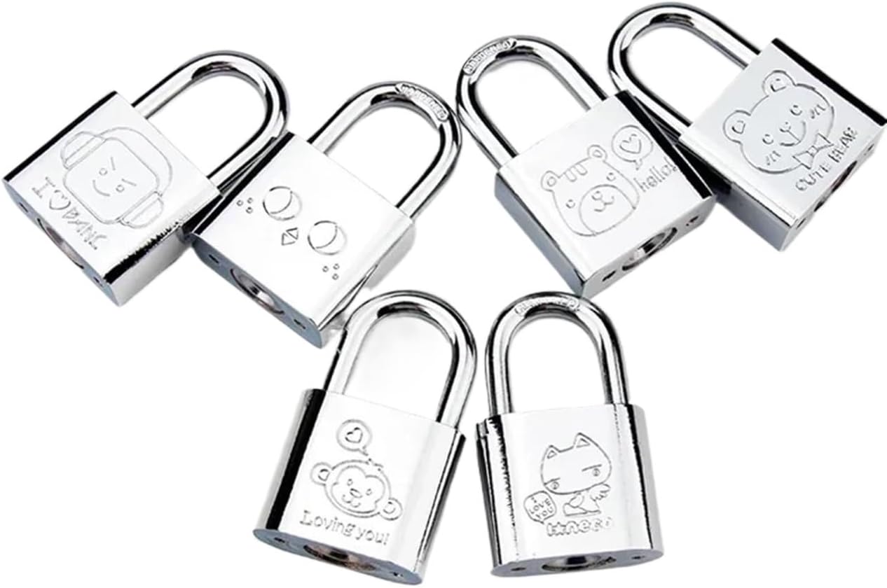 Mini Cartoon Padlock 30mm for School Locker Drawer Travelling Box Sport Luggage Bag Backpack Handbag DIY MS288 1Pcs(Robot boy)(Loving You)