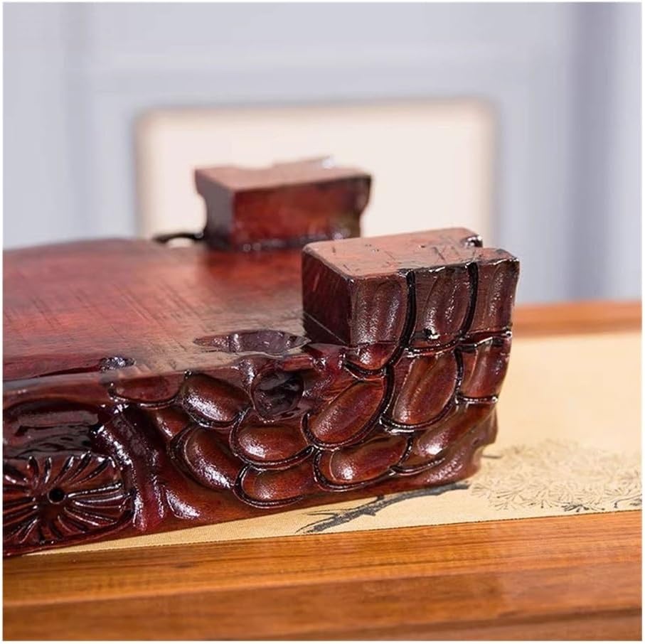 Vase Stand Root Carving Wood Pedestal Ornament, Rectangular Home Vase Teapot Display Holder(Small)