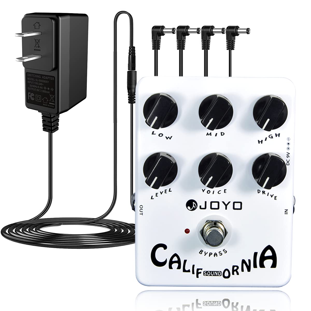 JF-15 California Sound Amp Simulator Pedal Bundle with DC 9V Pedal Power Supply (800mA -1A) AC Adapter