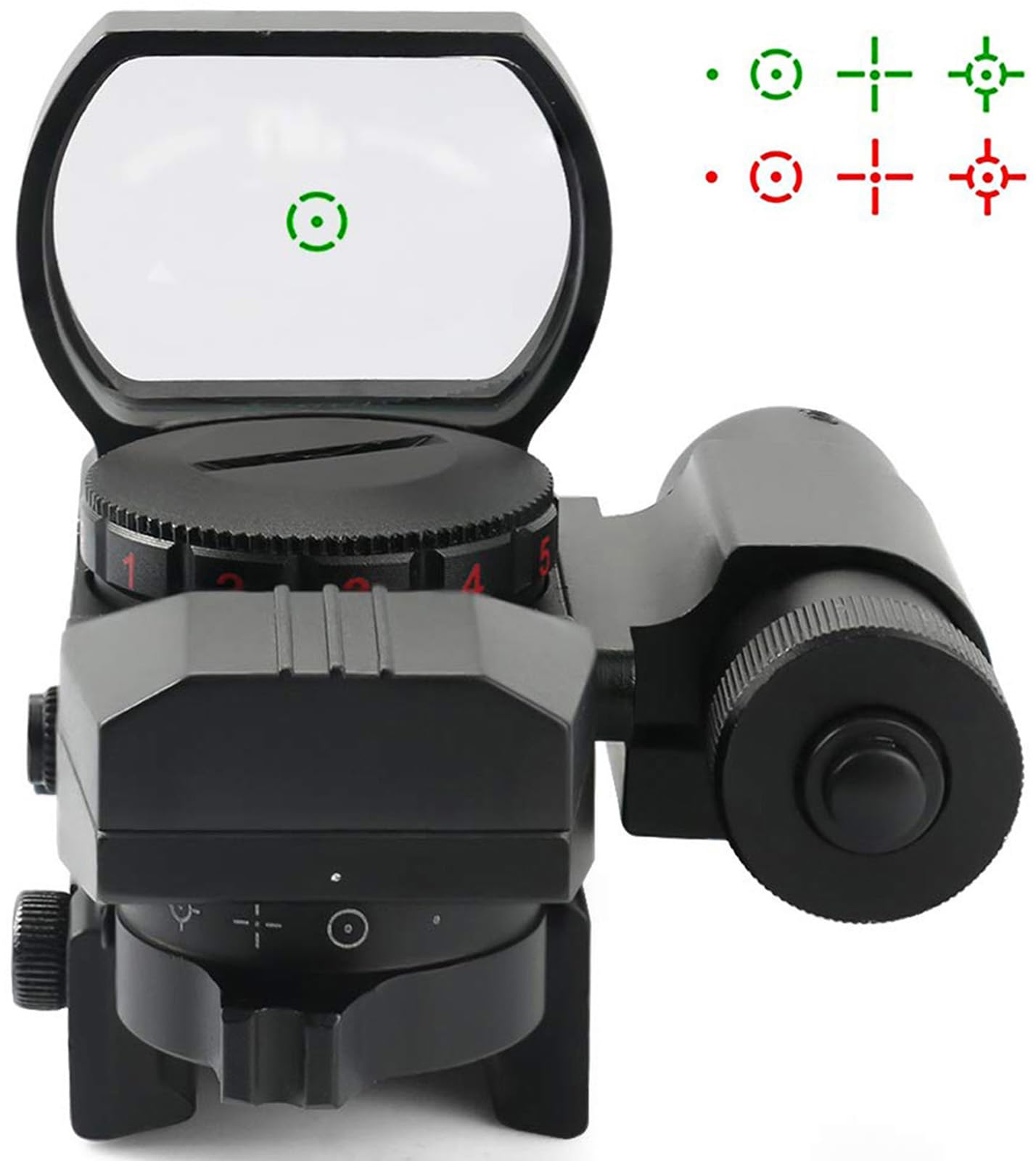 Mira réflex mira de Punto Rojo y Verde de 4 retículas con mira láser roja integrada y Bases estándar de 20 mm