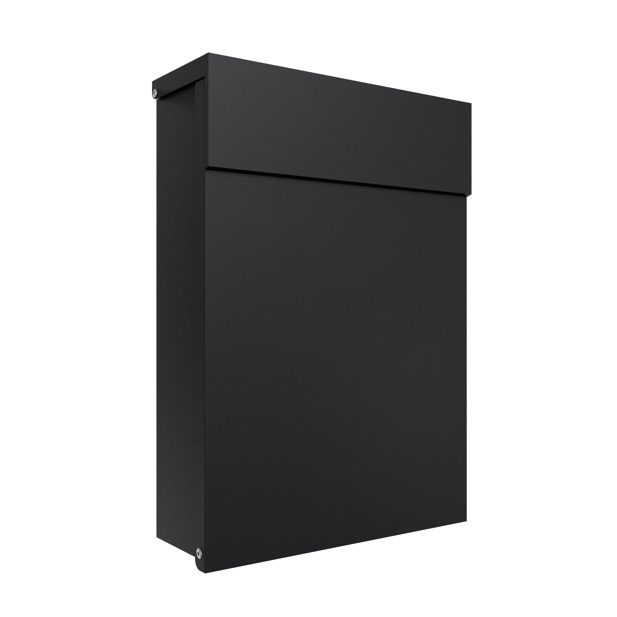 Iloveparcels Black Camden Wall Mounted Ourdoor Letterbox Lockable Anti Theft Modern Post Box – A4 Letter Capacity, Galvanised Steel, Weatherproof – Ral 9005