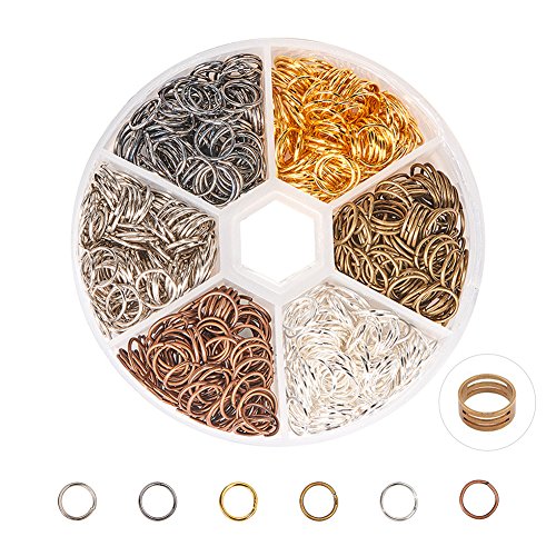 PandaHall Elite About 900 Pcs Iron Open Jump Rings Unsoldered 8mm Diameter Wire 21-Gauge 6 Colors for Jewelry Findings
