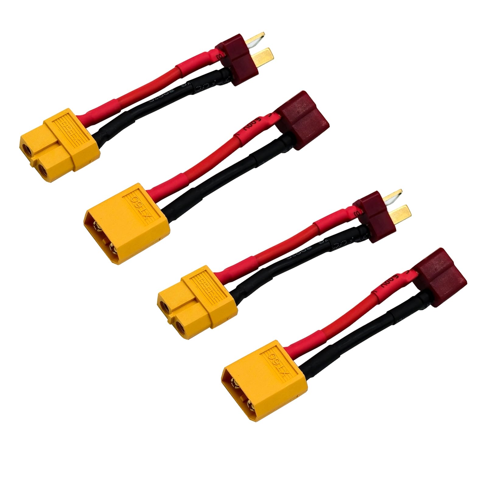 LINSYRC 2 Pairs Deans T-Plug to XT60 Connector RC Male Female Adapter for RC Lipo NiMH Battery Charger (XT60 to T-Plug Wired)