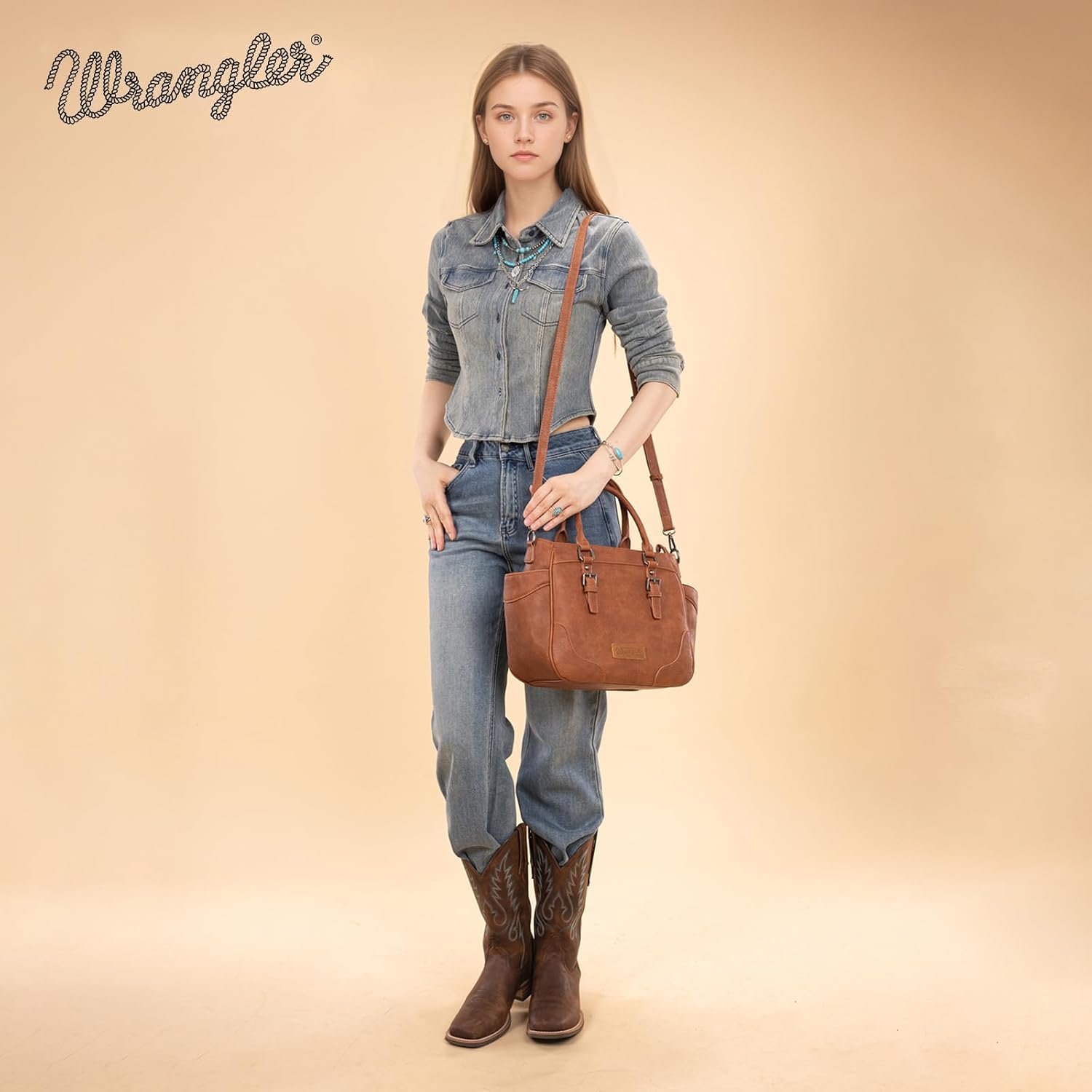 Montana West Wrangler Tote Bags for Women Medium Crossbody Purses Designer Top Handle Handbags - Image 2