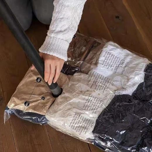 Transparent Vacuum Storage Bags, Folding Compressed Space Saving Clothes Storage, Space Saver for Comforters Blankets Sealer Clothes Storage