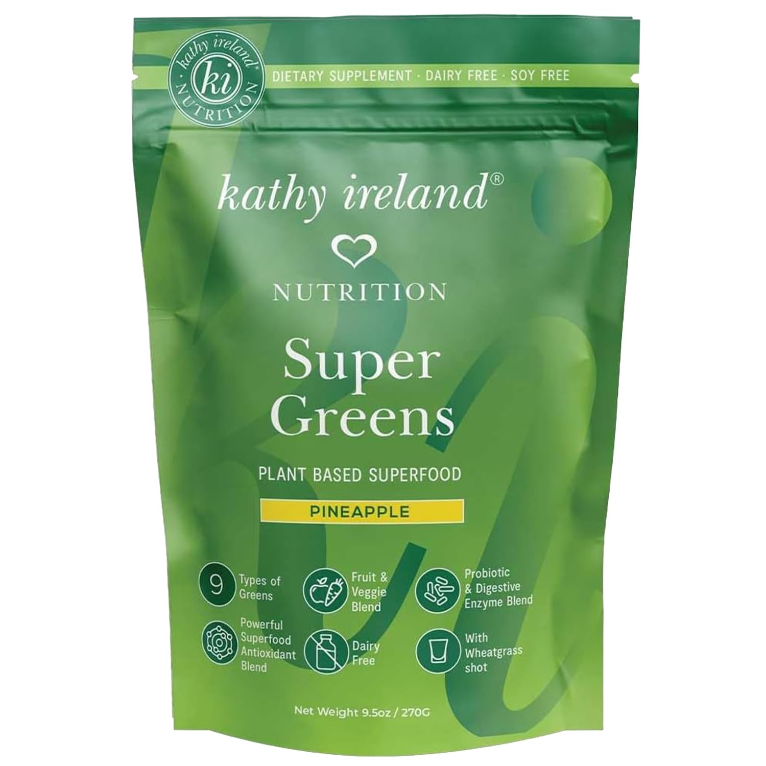 Plant Based Super Greens Powder Mix, Pineapple, 9.5oz