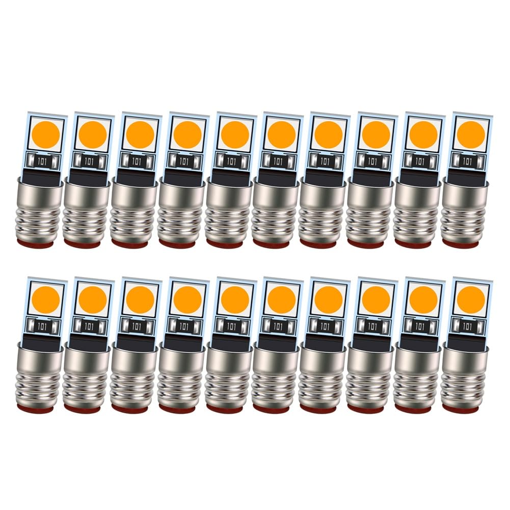 Ruiandsion 20PCS Lampadine LED E5 per Impianti Ferroviari in Miniatura, con Attacco E5.5, 3000K Bianco Caldo, 100LM, AC/DC 12V, Chip LED 3030, per Locomotive Modellistiche