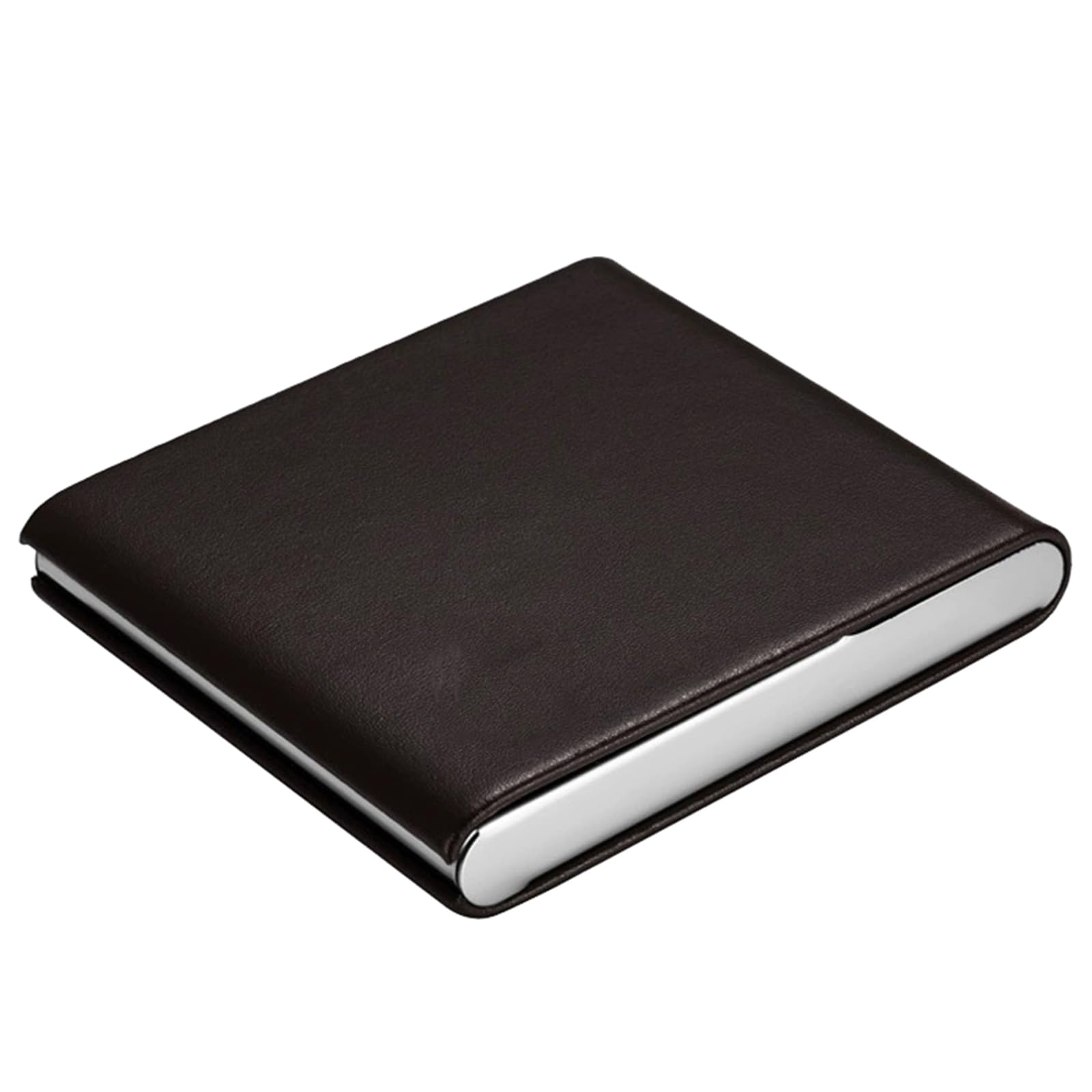 Portasigarette Uomo in Pelle, Extra Slim Portasigarette in Acciaio Inossidabile, per 10 84mm Sigarette Brown,One Size