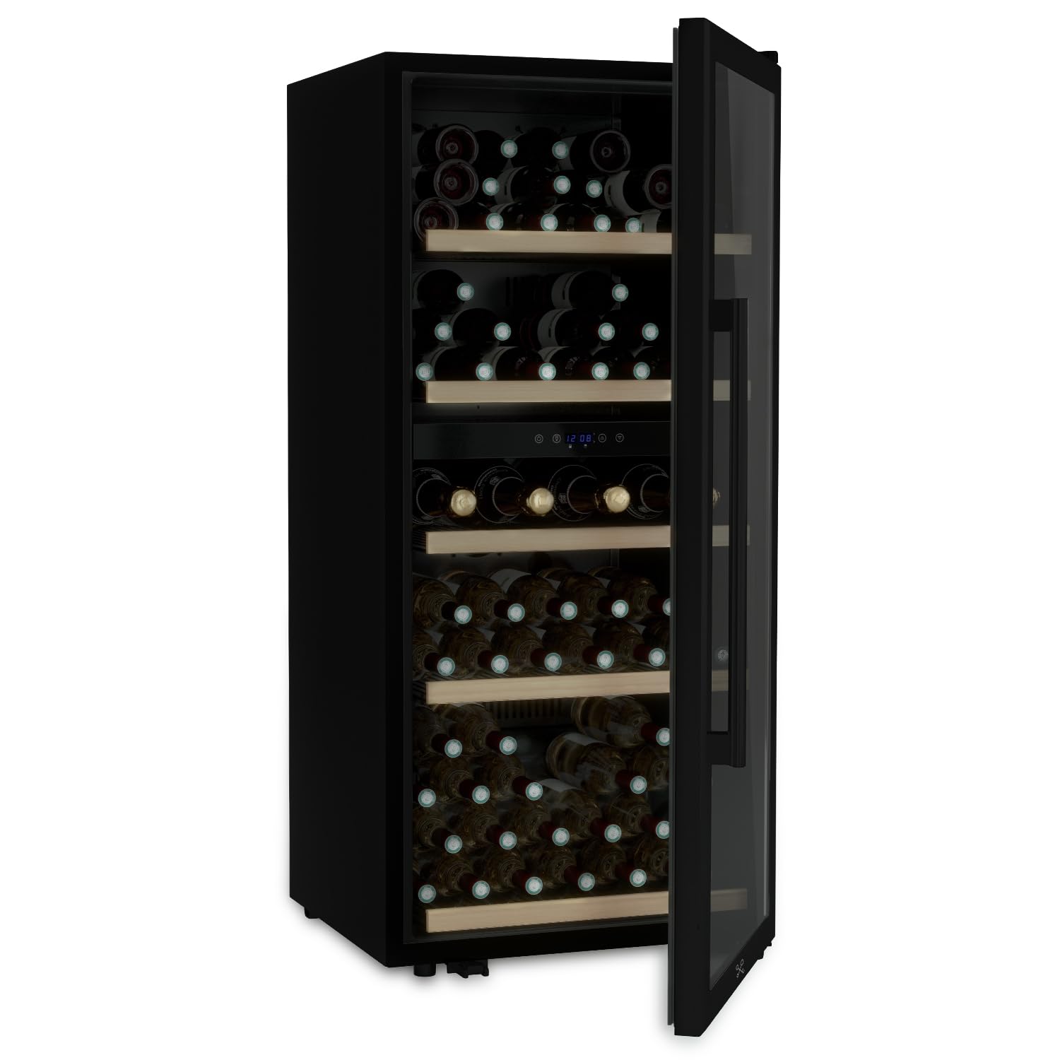 LES PETITS CHAMPS Vinoteca 91 botellas CAVCDB91 edición Negra, 204L de capacidad, 2 zonas de temperatura, elegante diseño en acero inoxidable, regulación de temperatura de 5°C a 18°C