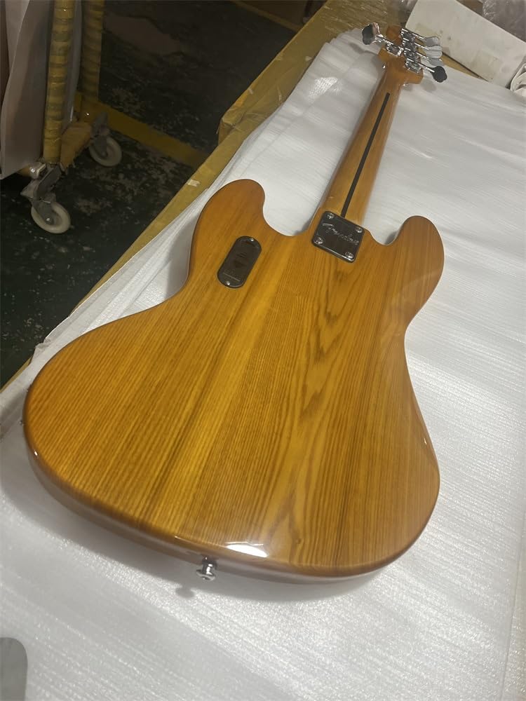 Niestandardowe 4-strunowa gitara basowa Korpus z lipy, palisander, podstrunnica, chromowany osprzęt, żółte, błyszczące wykończenie