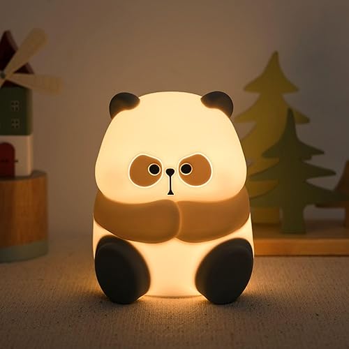 Lindo panda de silicona LED luz de noche para niños USB recargable sincronización de dibujos animados lámpara de dormir para la habitación del bebé