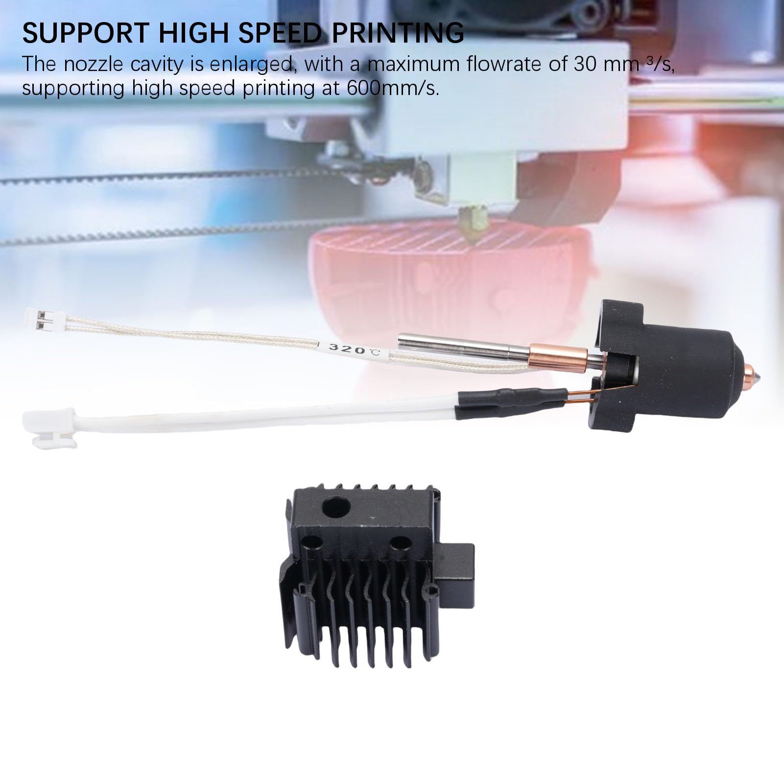 Fockety Kit de Tête d'Impression 3D pour Ender 3 V3 Plus, Buse 0,4 mm, 60 W, Chauffage Céramique