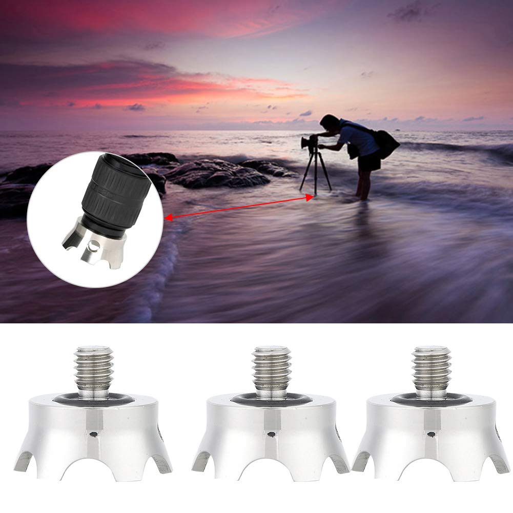 Trípode de Cámara de Acero Inoxidable Trípode de Punta Pies de Garra de Roca Reemplazo de Punta de Pie 3 Piezas Interfaz de 3/8 Pulgadas Adaptador de Montaje de Punta de Trípode