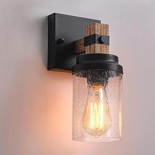1-Light Rustic Wall Sconces Farmhouse Bathroom Light Fixtures Over Mirro...