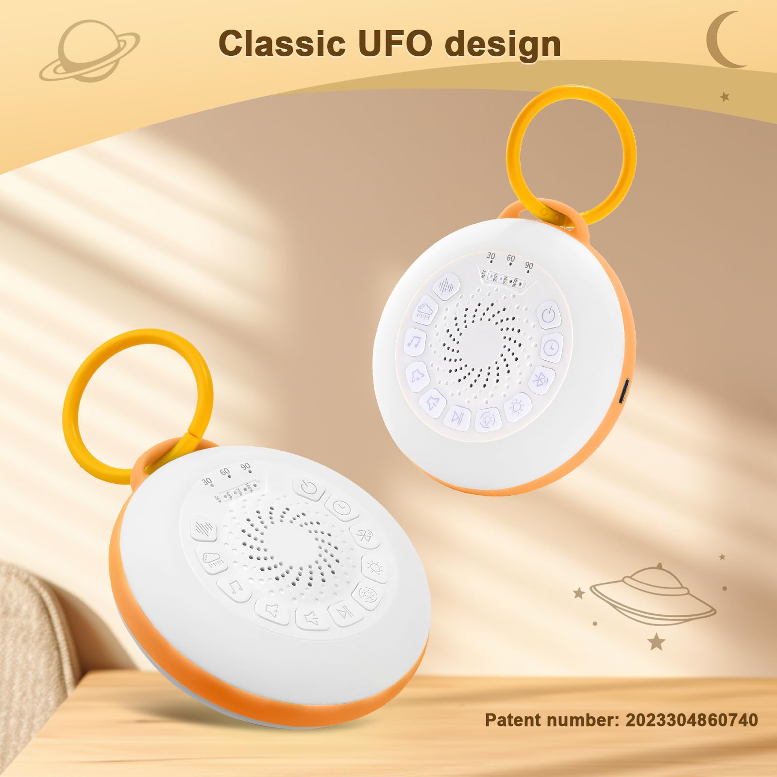 White Noise Machine Baby, Weißes Rauschen Gerät mit Nachtlicht, 28 Beruhigende Schlaflieder & Naturgeräusche, 3 Timer-Einstellungen, 7 Bunte Beleuchtung, Bluetooth-Lautsprecher & USB