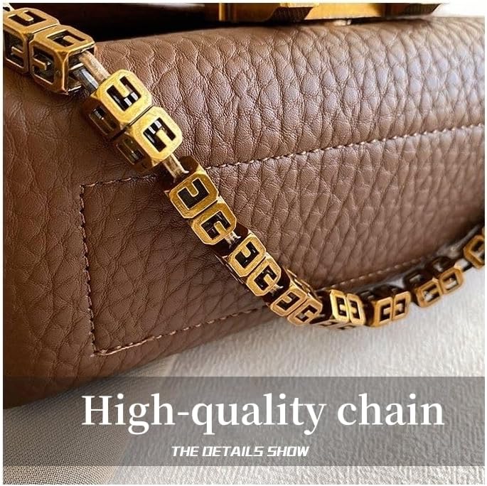 Women's Fashion Luxury PU Leather Crossbody Bag, Small Flap Shoulder Purse with Gold Chain Strap, 7.8x3.9x2.7 Inches