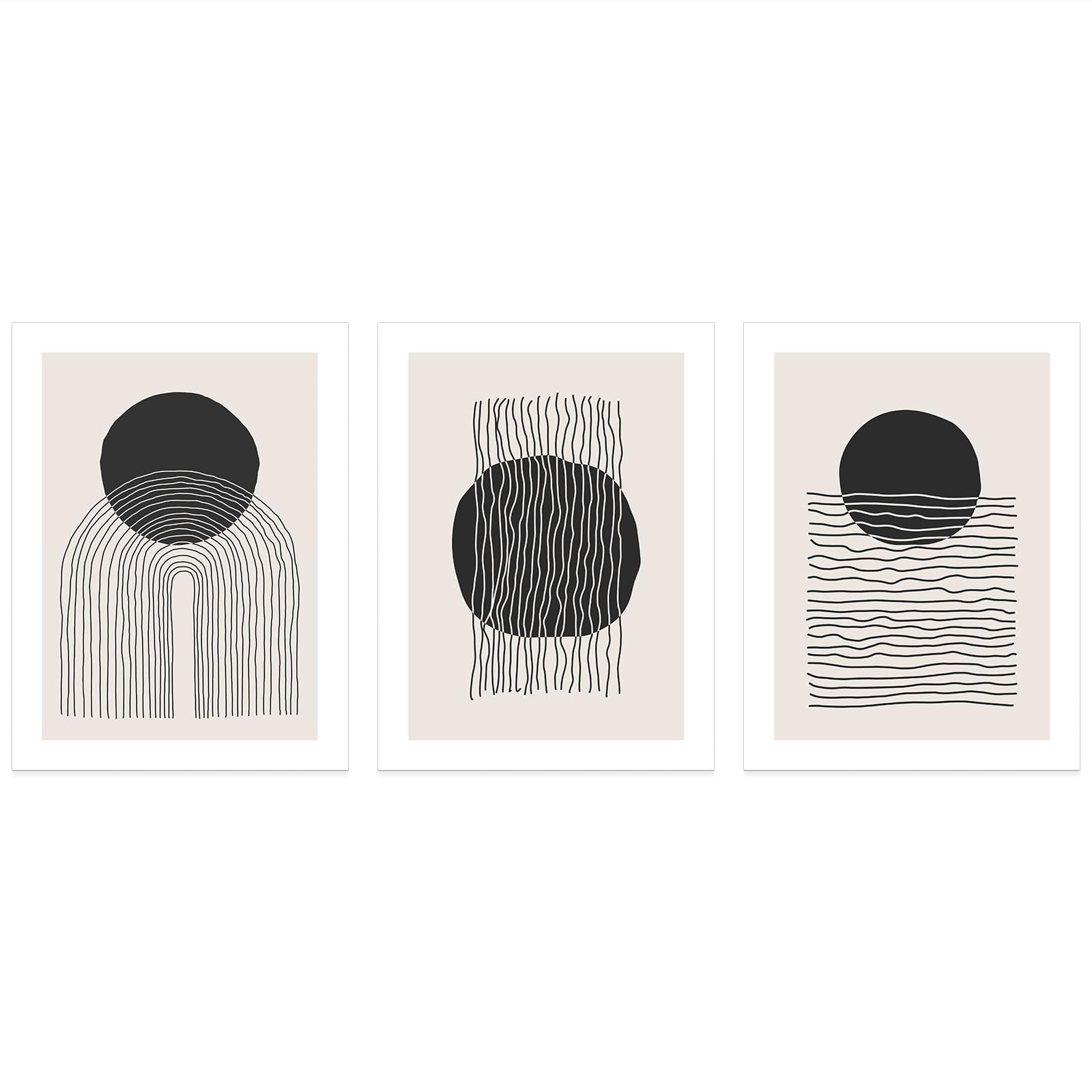 Lumalea Boho 3617681465577 - Set di 3 poster, con bordo nero, 70 x 100 cm (cornici non incluse)